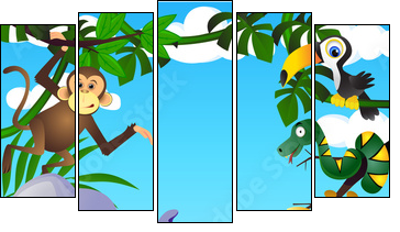 Wild animal in the tropical jungle - Five-piece canvas, Pentaptych