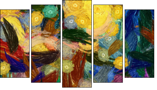 Abstract texture background. Digital painting in Vincent Van Gogh style artwork. Hand drawn artistic pattern. Modern art. Good for printed pictures, postcards, posters or wallpapers and textile print. - Five-piece canvas, Pentaptych