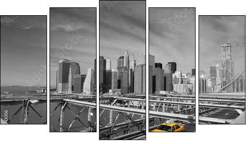 Brooklyn Bridge Taxi, New York - Five-piece canvas, Pentaptych