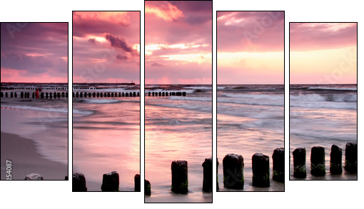 Calmness.Beautiful sunset at Baltic sea. - Five-piece canvas, Pentaptych