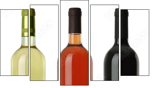 Wine bottles blank no labels - Five-piece canvas, Pentaptych