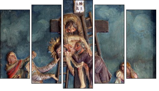 Jesus' body is removed from the cross - Five-piece canvas, Pentaptych