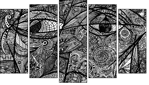 Picassoesque - Five-piece canvas, Pentaptych