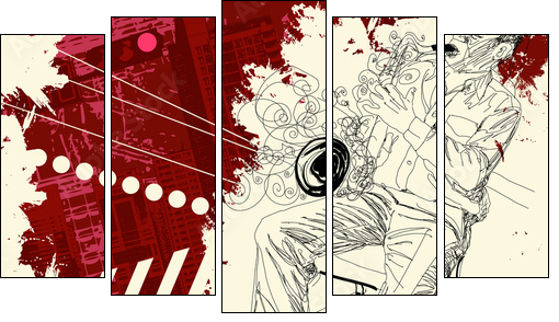 saxophonist on a grunge background - Five-piece canvas, Pentaptych