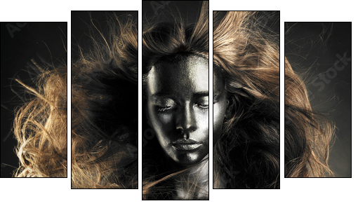 Beautiful woman with black skin - Five-piece canvas, Pentaptych