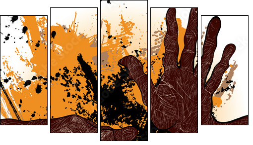 african drummer - Five-piece canvas, Pentaptych