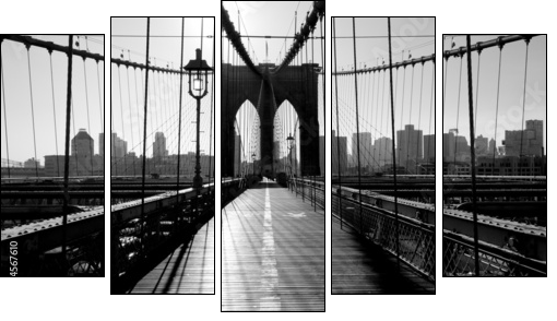 Brooklyn Bridge, Manhattan, New York City, USA - Five-piece canvas, Pentaptych