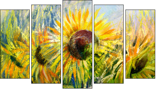 Sunflowers - Five-piece canvas, Pentaptych