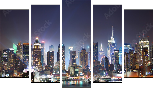 New York City Times Square - Five-piece canvas, Pentaptych