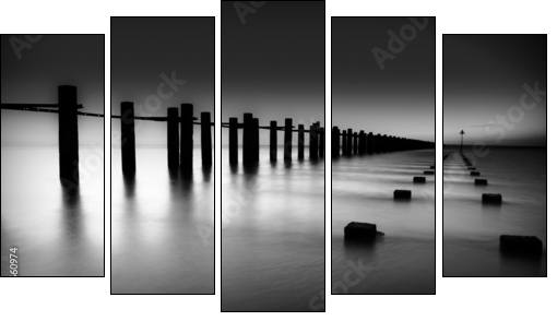 Border of Thames and North Sea in Shoeburyness - Five-piece canvas, Pentaptych