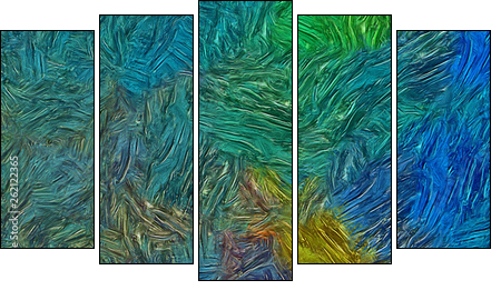 Abstract texture background. Digital painting in Vincent Van Gogh style artwork. Hand drawn artistic pattern. Modern art. Good for printed pictures, postcards, posters or wallpapers and textile print. - Five-piece canvas, Pentaptych