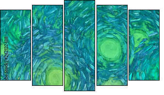 Abstract texture background. Digital painting in Vincent Van Gogh style artwork. Hand drawn artistic pattern. Modern art. Good for printed pictures, postcards, posters or wallpapers and textile print. - Five-piece canvas, Pentaptych