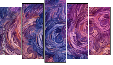 Abstract impressionism painting in Vincent Van Gogh style imitation. Art design background pattern for artistic creative printing production. Wall poster or canvas print template for interior decor. - Five-piece canvas, Pentaptych