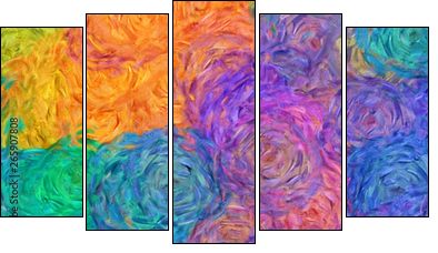Abstract impressionism painting in Vincent Van Gogh style imitation. Art design background pattern for artistic creative printing production. Wall poster or canvas print template for interior decor. - Five-piece canvas, Pentaptych