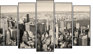 New York City Manhattan panorama aerial view - Five-piece canvas, Pentaptych