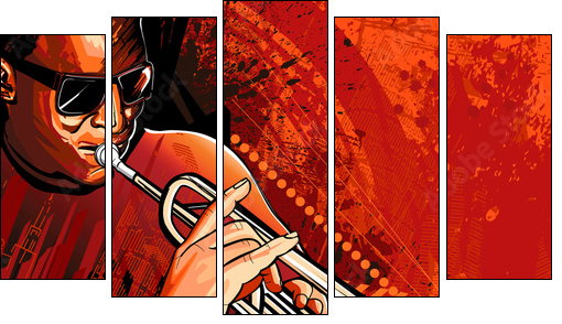 Trumpet player - Five-piece canvas, Pentaptych