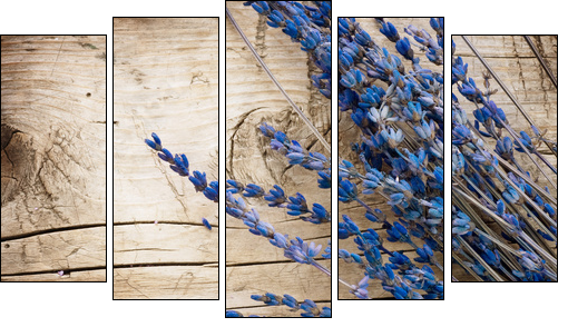 Lavender over wood background.With copy-space - Five-piece canvas, Pentaptych