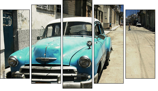 havana street - cross process - Five-piece canvas, Pentaptych