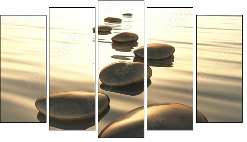 step stones - Five-piece canvas, Pentaptych