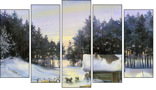 Russian bath - Five-piece canvas, Pentaptych