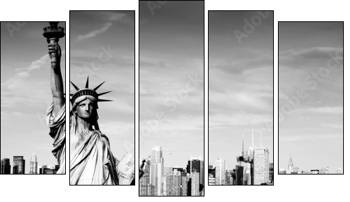 afternoon vibrant capture of new york midtown over hudson - Five-piece canvas, Pentaptych