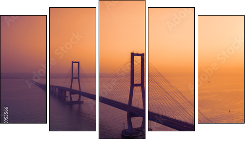 Beautiful scenery of Suramadu bridge at sunset - Five-piece canvas, Pentaptych