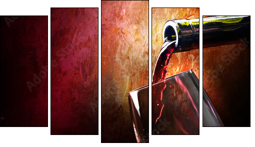 Wine - Five-piece canvas, Pentaptych