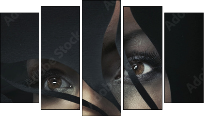 Shaped portrait of a beautiful woman - Five-piece canvas, Pentaptych