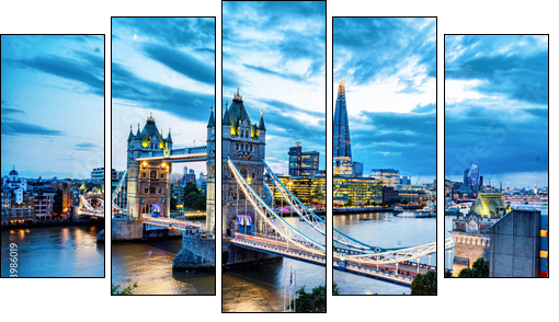 Tower Bridge In London - Five-piece canvas, Pentaptych