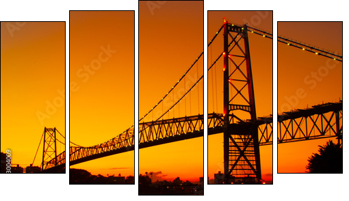 Hercilio Luz bridge in the sunset - Five-piece canvas, Pentaptych