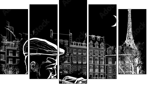 trumpeter on a grunge background - Five-piece canvas, Pentaptych