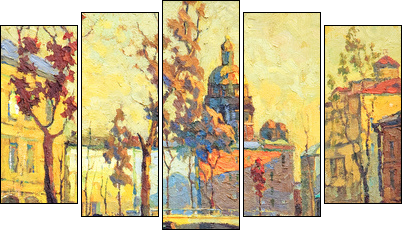 Kind on old streets of St.-Petersburg - Five-piece canvas, Pentaptych