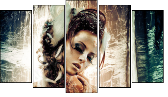 Golden lady - Five-piece canvas, Pentaptych