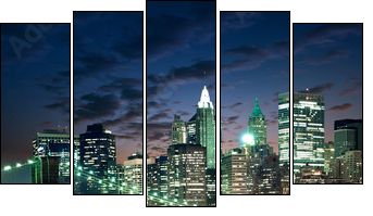 Amazing New York cityscape - taken after sunset - Five-piece canvas, Pentaptych