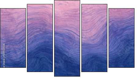 Abstract paint purple and blue with wavy brush stroke lines texture for backgrounds. - Five-piece canvas, Pentaptych