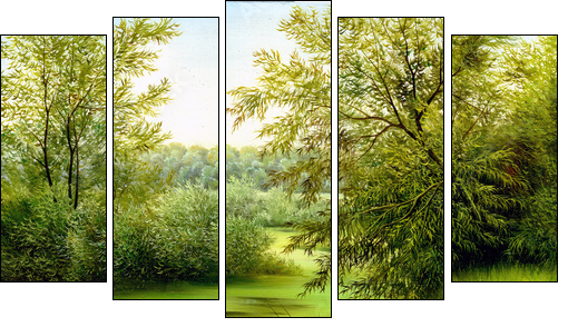 Wood lake - Five-piece canvas, Pentaptych