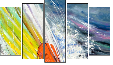 The sailing boat rushing on waves - Five-piece canvas, Pentaptych