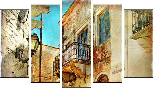 pictorial old streets of Greece - Five-piece canvas, Pentaptych