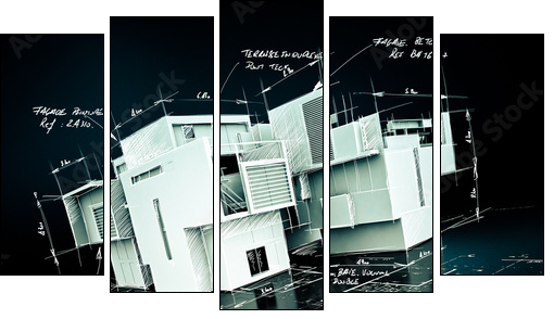Luxurious architecture project - Five-piece canvas, Pentaptych