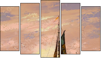 Sailing boat - Five-piece canvas, Pentaptych
