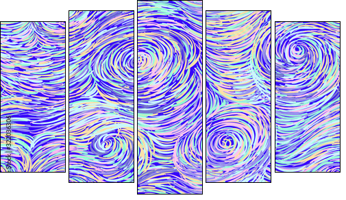 Hand drawn seamless background in impressionism style. Soft colors, perfect seamless texture - Five-piece canvas, Pentaptych