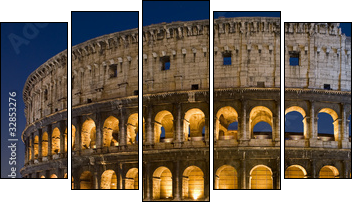 Colosseo notturno, Roma - Five-piece canvas, Pentaptych