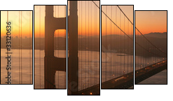 Golden Gate Bridge at Dawn - Five-piece canvas, Pentaptych