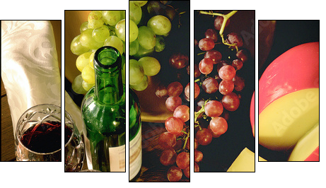 wine and cheese - Five-piece canvas, Pentaptych