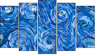 Abstract texture background. Digital painting in Vincent Van Gogh style artwork. Hand drawn artistic pattern. Modern art. Good for printed pictures, postcards, posters or wallpapers and textile print. - Five-piece canvas, Pentaptych