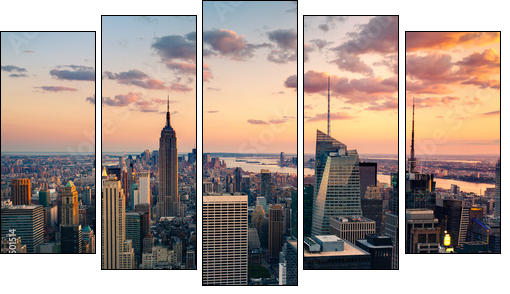 New York Empire state building Times square - Five-piece canvas, Pentaptych