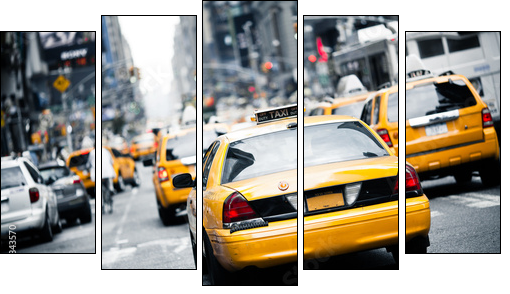 New York taxi - Five-piece canvas, Pentaptych