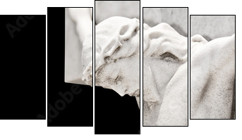 The crucifixion of Jesus on a black background - Five-piece canvas, Pentaptych