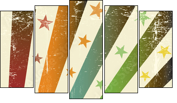 retro multicolor grunge flag - Five-piece canvas, Pentaptych