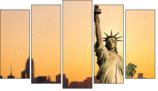 New York statue de la LibertÃ© - Five-piece canvas, Pentaptych